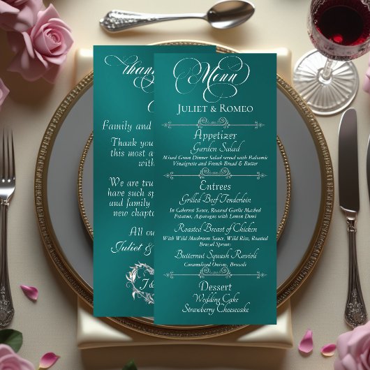 Menu de mariage & Merci - Sarcelle