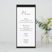 Menu de mariage minimal moderne noir blanc or (Debout devant)