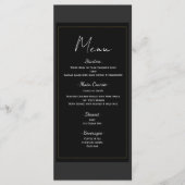 Menu de mariage minimal moderne noir gris or (Devant)