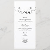 Menu de mariage minimal noir et blanc Modern Heart (Devant)