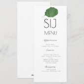 Menu de mariage minimaliste aquarelle feuille (Devant / Derrière)