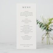 Menu de mariage minimaliste beige élégant (Debout devant)
