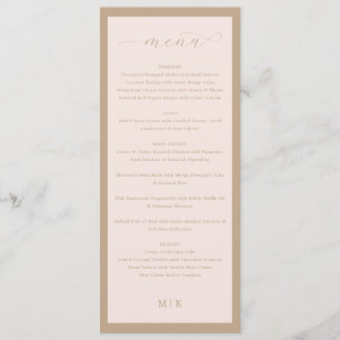 Menu de mariage minimaliste beige élégant