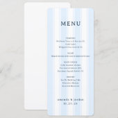 Menu de mariage minimaliste bleu élégant (Devant / Derrière)