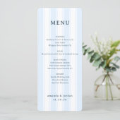Menu de mariage minimaliste bleu élégant (Debout devant)