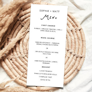 Menu de mariage minimaliste calligraphié fantaisis