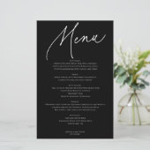 Menu de mariage minimaliste Calligraphie Noir (Debout devant)