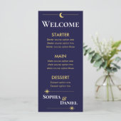 Menu de mariage minimaliste céleste (Debout devant)