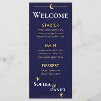 Menu de mariage minimaliste céleste