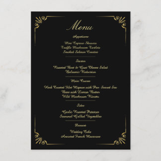 Menu de mariage minimaliste classique avec bordure