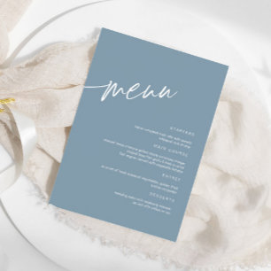 Menu de Mariage minimaliste Dusty Blue