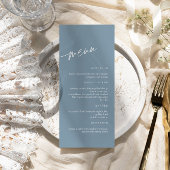 Menu de Mariage minimaliste Dusty Blue