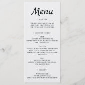 Menu de mariage minimaliste élégant (Devant)