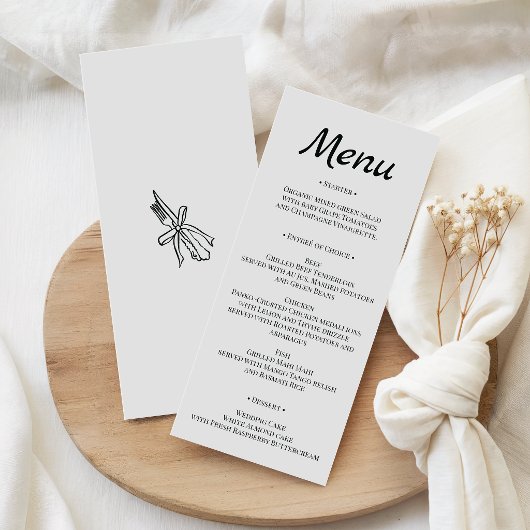 Menu de mariage minimaliste élégant