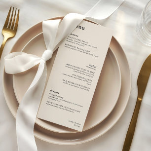 Menu de mariage minimaliste en ivoire pour dîner d