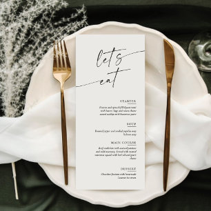 Menu de mariage minimaliste et chic avec calligrap