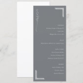 Menu de mariage minimaliste gris sophistiqué (Devant / Derrière)