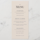 Menu de mariage minimaliste Latte doux (Devant)