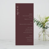 Menu de mariage minimaliste marron élégant (Debout devant)