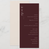 Menu de mariage minimaliste marron élégant (Devant / Derrière)