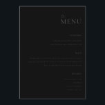 Menu de Mariage minimaliste mat moderne<br><div class="desc">Menu mariage moderne avec design de typographie minimal en noir mat.</div>