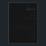 Menu de Mariage minimaliste mat moderne<br><div class="desc">Menu mariage moderne avec design de typographie minimal en noir mat.</div>