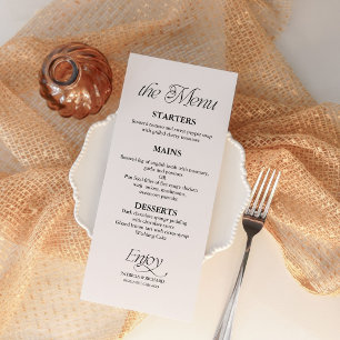 Menu de mariage minimaliste moderne noir et blanc