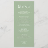 Menu de mariage minimaliste moderne vert sauge (Devant)