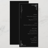Menu de mariage minimaliste noir élégant (Devant / Derrière)
