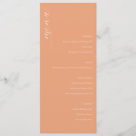 Menu de mariage minimaliste Péché élégant (Devant)