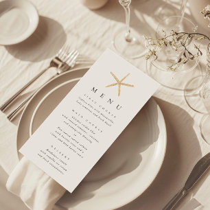 Menu de mariage minimaliste plage étoile de mer aq