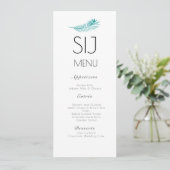 Menu de mariage minimaliste simple avec feuille de (Debout devant)