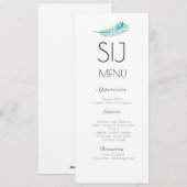 Menu de mariage minimaliste simple avec feuille de (Devant / Derrière)