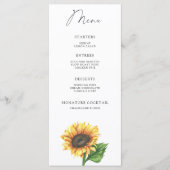 Menu de mariage minimaliste tournesol (Devant)