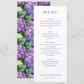 Menu de mariage minimaliste violet élégant (Devant / Derrière)