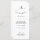 Menu de mariage moderne à écriture élégante noire (Devant / Derrière)