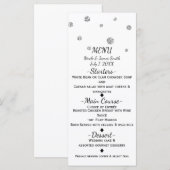 Menu de mariage moderne à pois pailletés blanc et  (Devant / Derrière)
