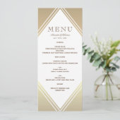 Menu de mariage moderne avec feuille d'or (Debout devant)