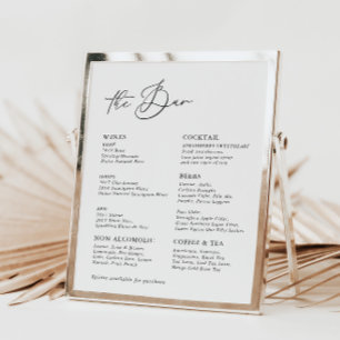 Menu de mariage moderne calligraphié blanc