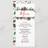 Menu de mariage moderne de Noël Cône de pin Baie r (Devant / Derrière)