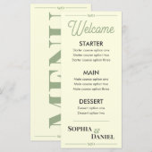 Menu de mariage moderne éditable (Devant / Derrière)