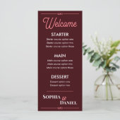 Menu de mariage moderne éditable (Debout devant)