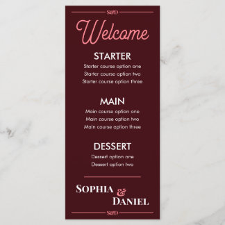 Menu de mariage moderne éditable