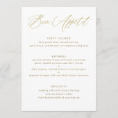 Menu de mariage moderne élégant calligraphié en or (Devant)