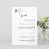 Menu de mariage moderne élégant noir et blanc simp (Debout devant)