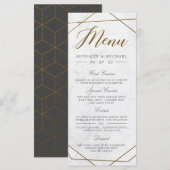 Menu de mariage moderne en marbre Art Déco géométr (Devant / Derrière)