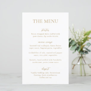 Menu de mariage moderne en or simple