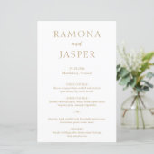 Menu de mariage moderne en or simple et gras (Debout devant)