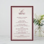 Menu de mariage moderne et formel bordeaux à l'anc (Debout devant)