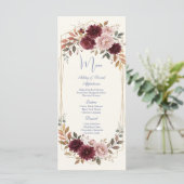 Menu de mariage moderne floral or (Debout devant)